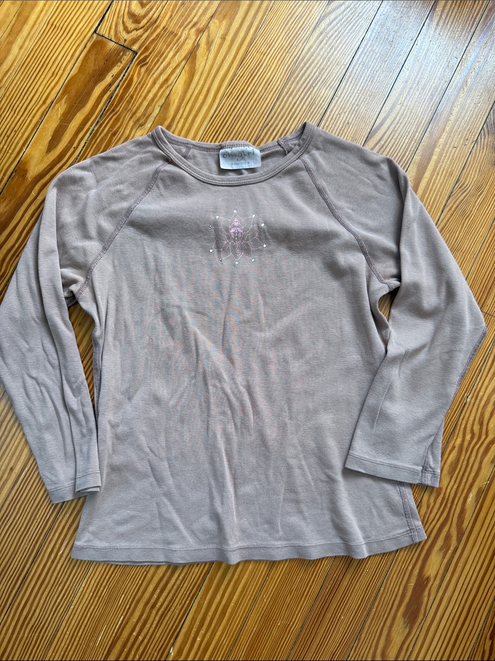 Blush pink Omgirl shirt with Ganesh and little rhinestones, Medium